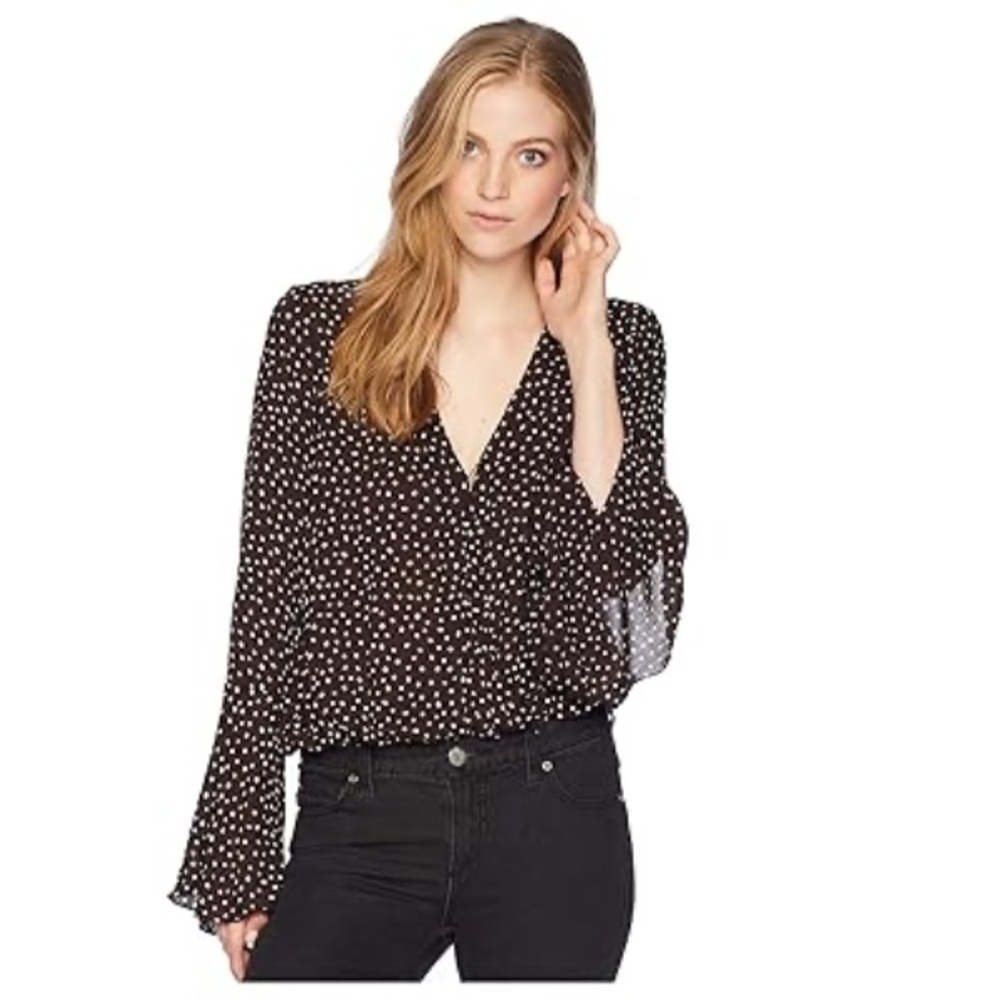 Free People Women's Black Polka Dot Bodysuit size medium
